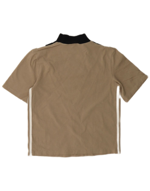 Adidas Damen Grafik-T-Shirt Top UK 8 Small Beige Colourblock Baumwolle