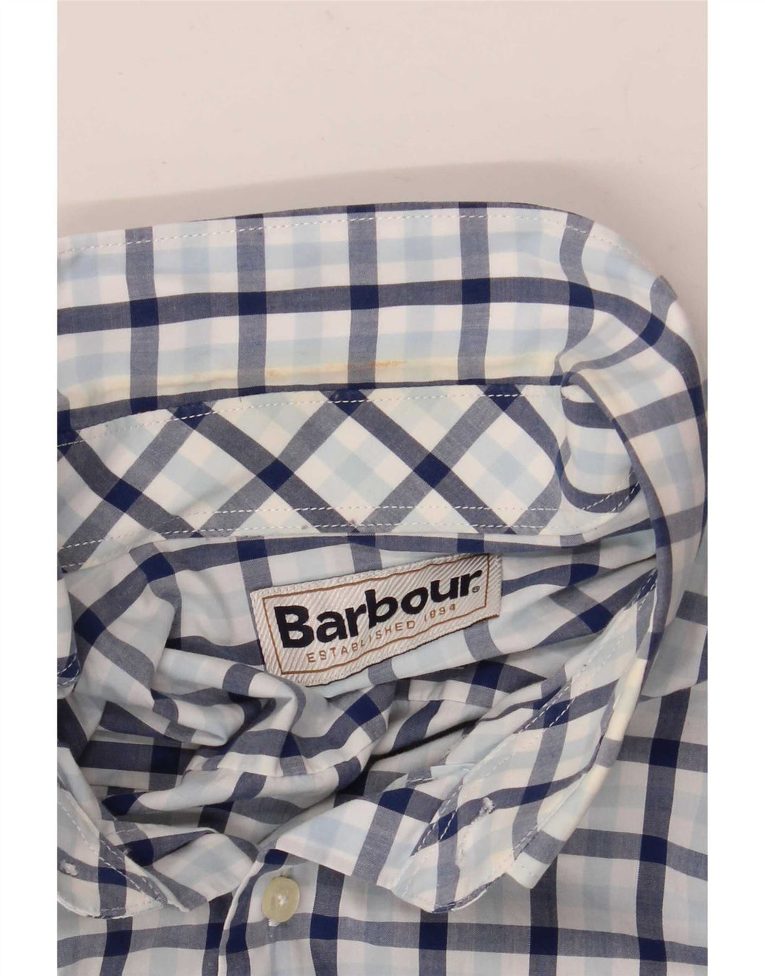 Barbour Herrenhemd, groß, blau kariert, Baumwolle