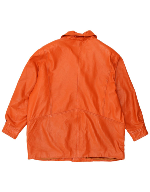 VINTAGE Damen Übergroße Lederjacke IT 44 Mittelorange