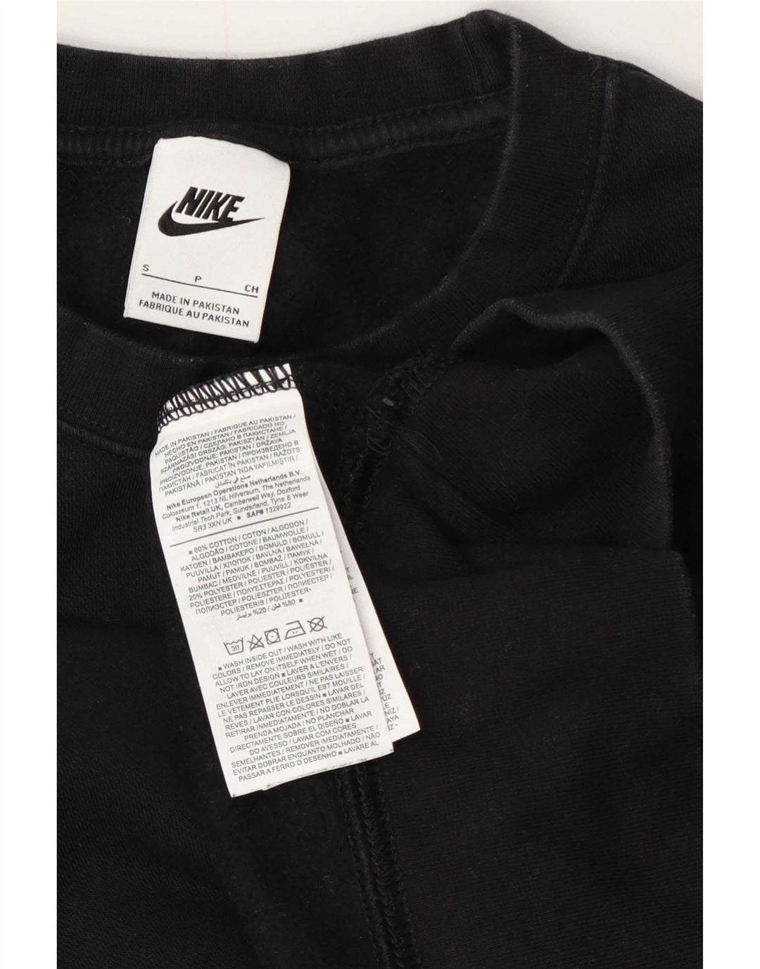 Nike Damen Crop Oversized Sweatshirt Pullover UK 10 Small Schwarz Baumwolle