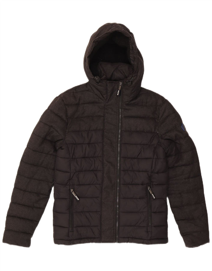 Superdry Herren-Kapuzenjacke, wattiert, UK 36, Größe S, grau, Polyester