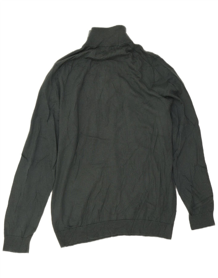 Marks & Spencer Herren-Pullover mit Reißverschluss am Hals, große grüne Merinowolle