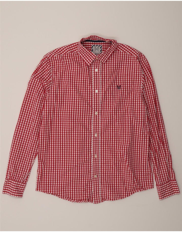 Crew Clothing Herren-Hemd mit klassischer Passform, mittelrote Gingham-Baumwolle