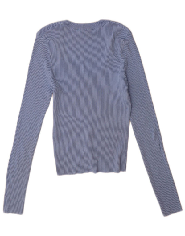 Zara Damen Top Langarm UK 12 Mittelblau