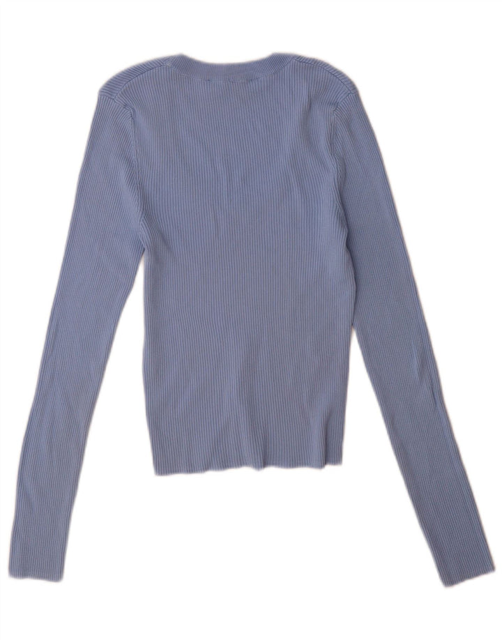 Zara Damen Top Langarm UK 12 Mittelblau