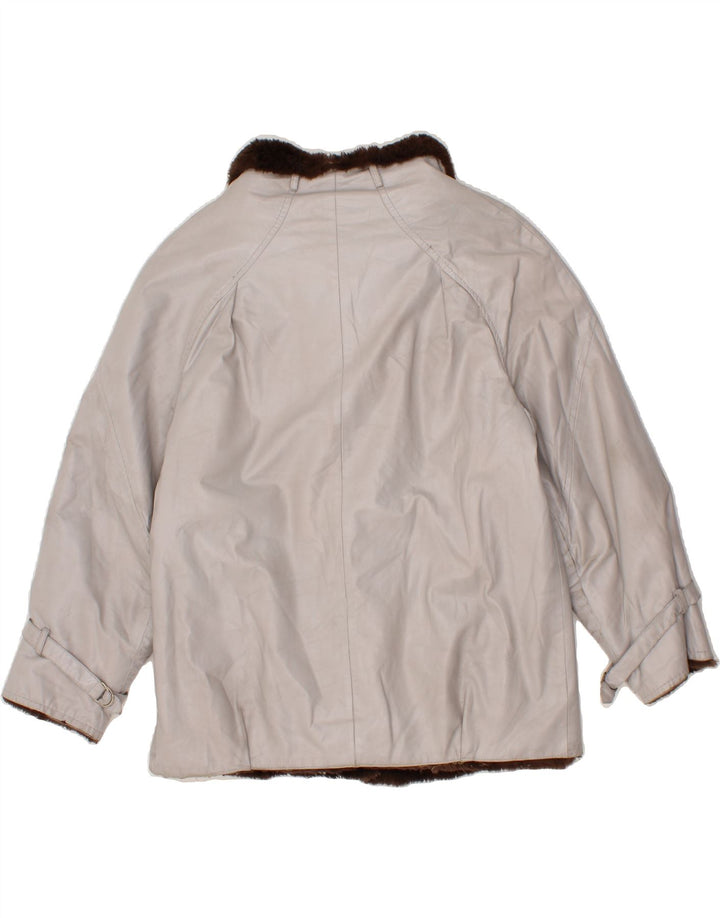 VINTAGE Womens Sherpa Jacket UK 2 2XS Grey Vintage Vintage and Second-Hand Vintage from Messina Hembry 