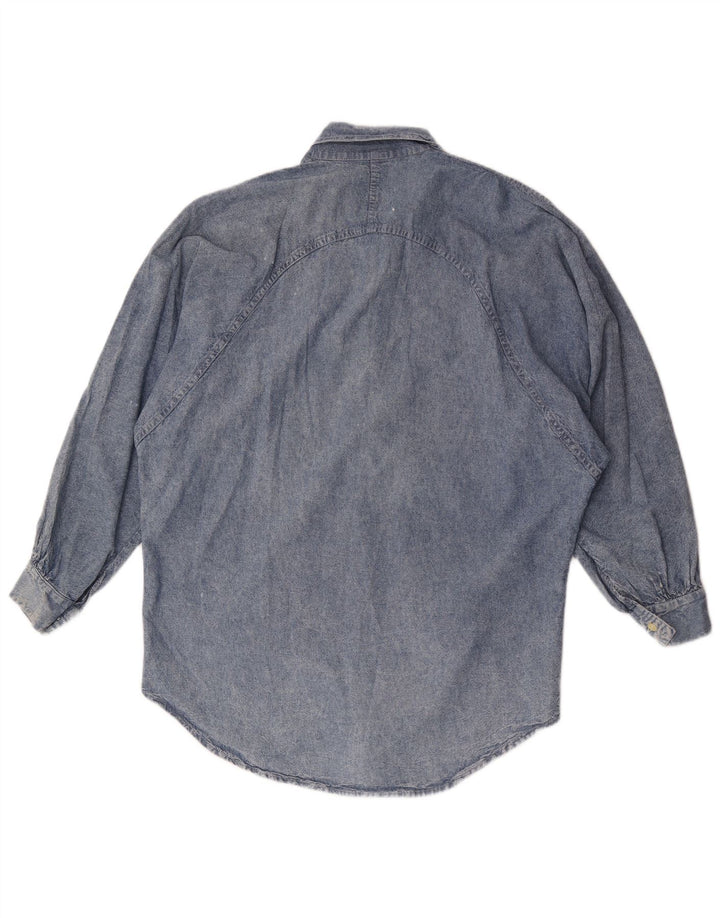 Vintage Damen Übergroßes Jeanshemd UK 14 Mittelblaue Baumwolle
