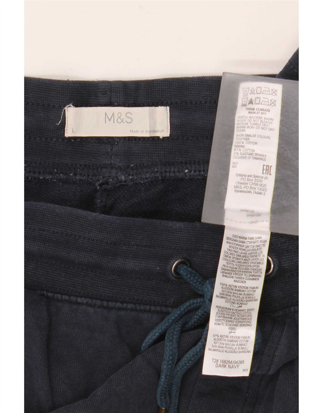 Marks & Spencer Herren-Sportshorts, groß, marineblaue Baumwolle