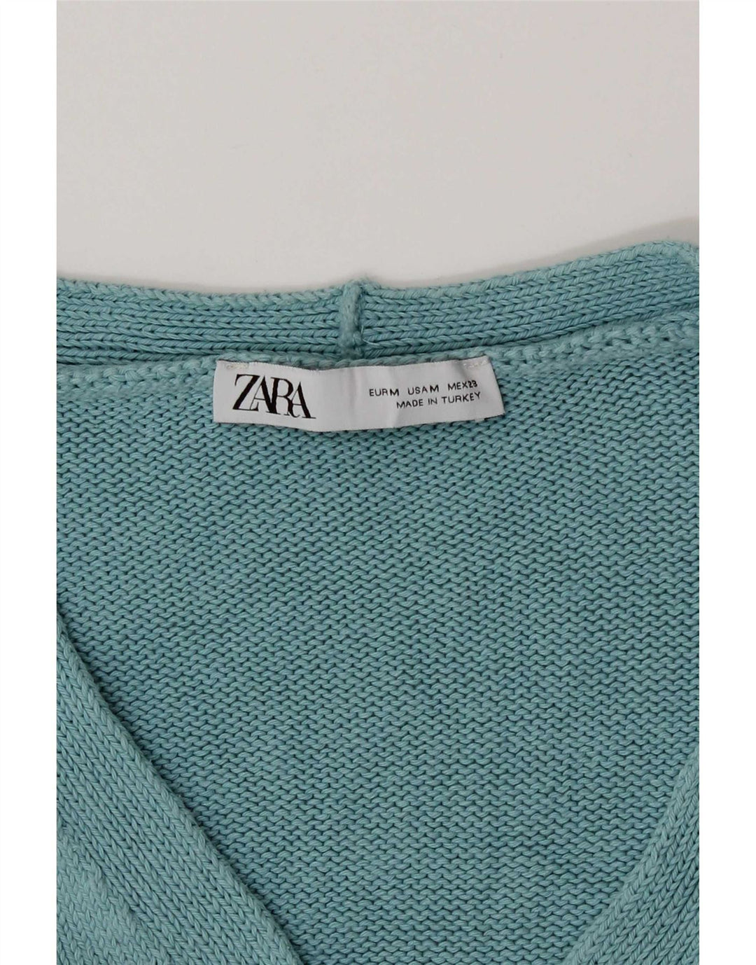 Zara Damen Crop Cardigan Pullover UK 12 Medium Türkis