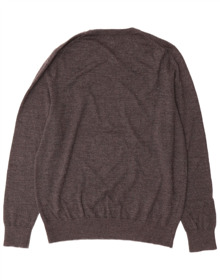 John Lewis Herren-Pullover mit Rundhalsausschnitt, groß, graue Merinowolle