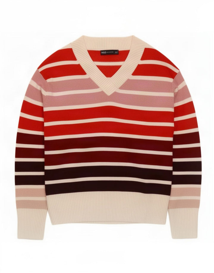Marks & Spencer Damen-Pullover mit V-Ausschnitt, Gr. 8, Größe S, Mehrfarbig