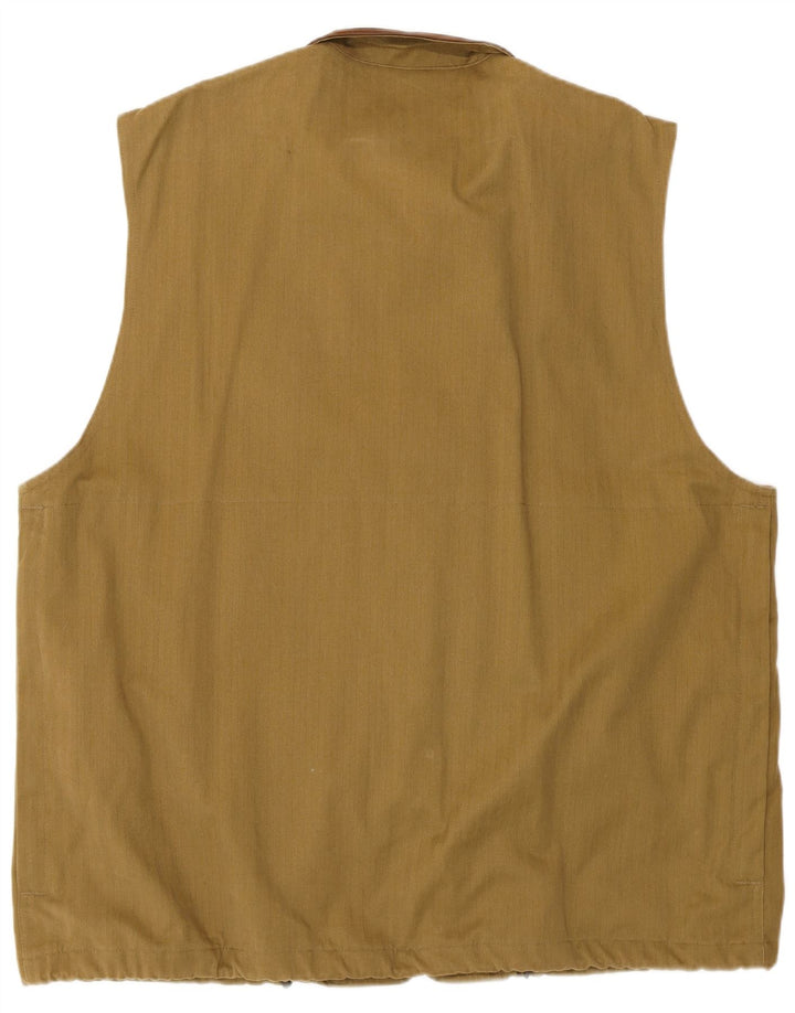 Vintage Herren Utility Gilet IT 54 2XL Khaki Farbblock