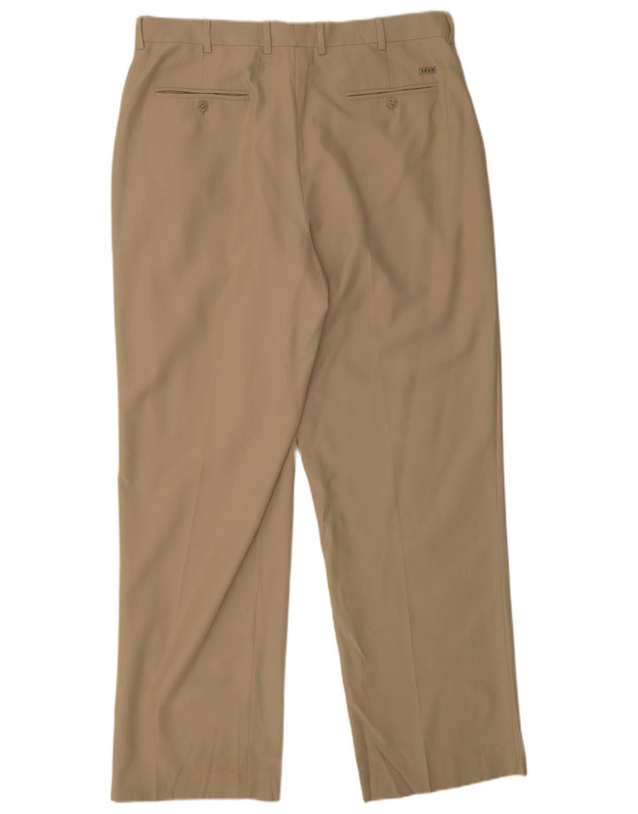 Izod Herren gerade Chinohose W36 L32 Beige Polyester