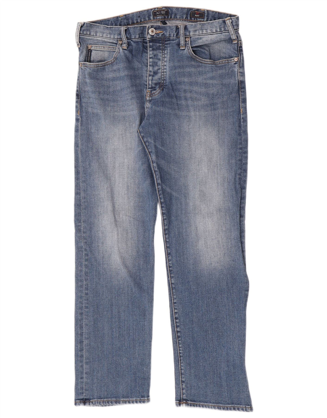 Armani Herren Straight Jeans W34 L30 Blaue Baumwolle