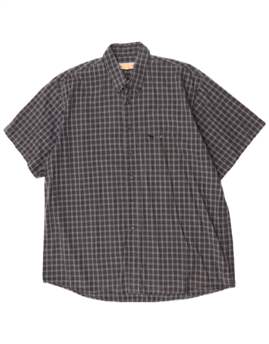 Camel Active Herren Kurzarmhemd XL grau kariert Baumwolle