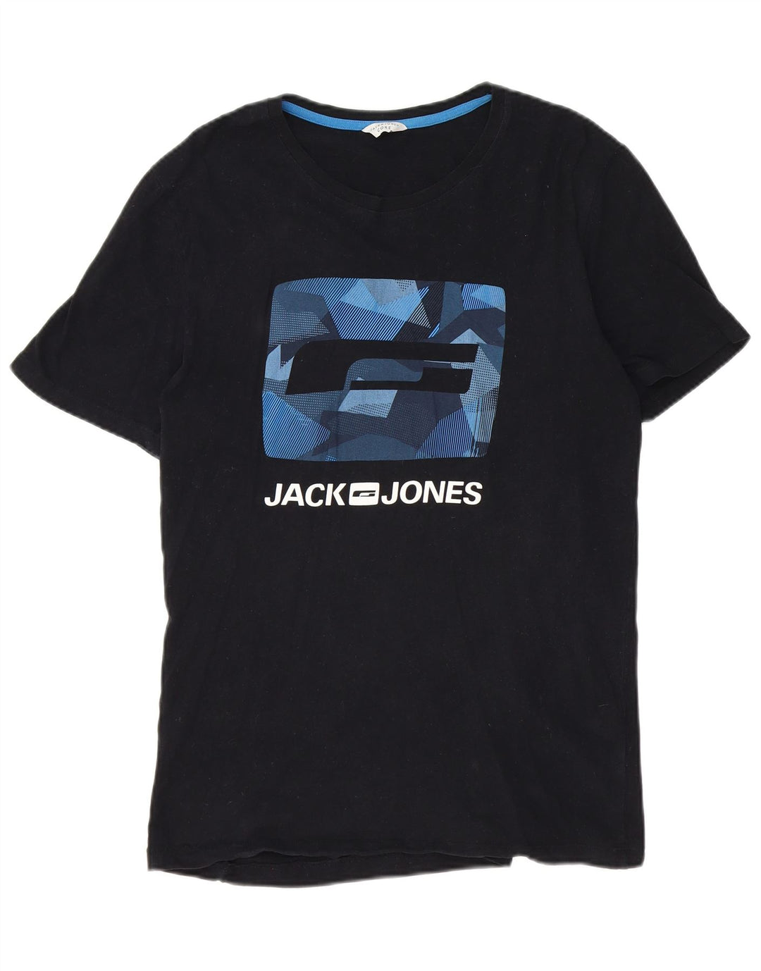 Jack & Jones Herren-T-Shirt mit Grafik, groß, aus schwarzer Baumwolle