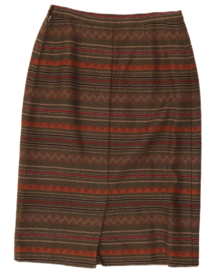 Vintage Damen Bleistiftrock W26 Klein Khaki gestreift