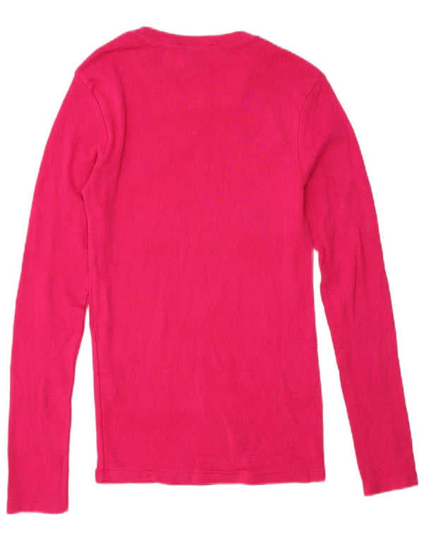 Ralph Lauren Damen Top Langarm UK 8 Small Rosa Baumwolle