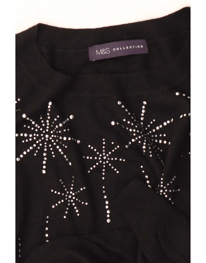 Marks & Spencer Damen-Pullover mit grafischem U-Boot-Ausschnitt, Gr. 12, mittelschwarz