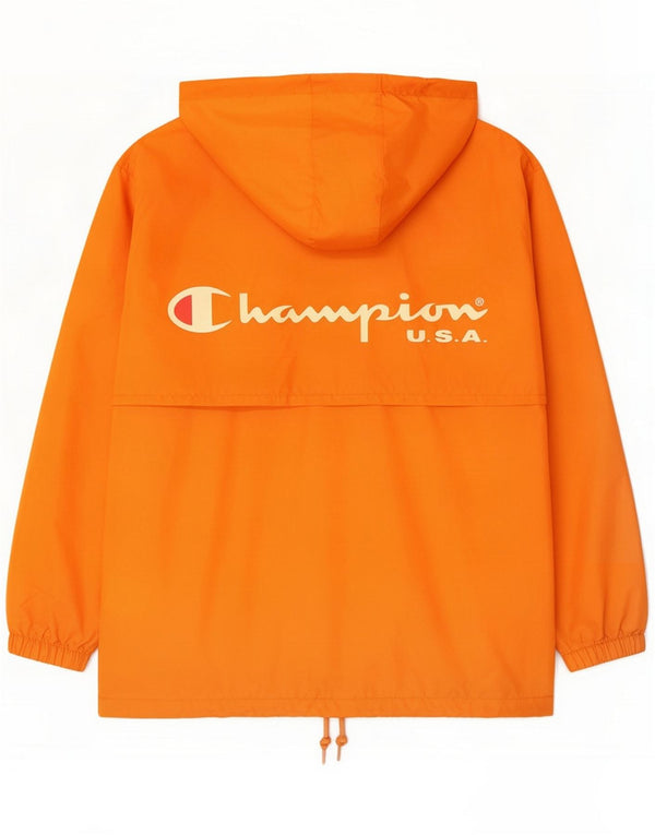 Champion Regenjacke mit grafischer Kapuze für Jungen, 9–10 Jahre, orangefarbenes Polyamid