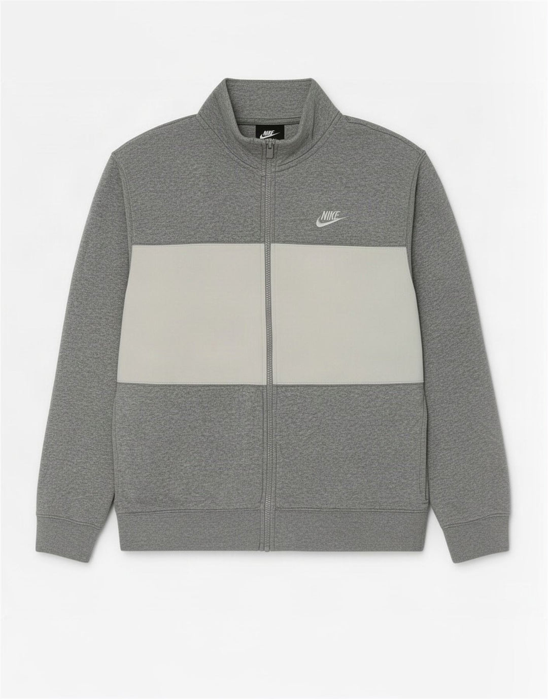 Nike Herren-Trainingsanzugoberjacke aus mittelgrauer Colourblock-Baumwolle