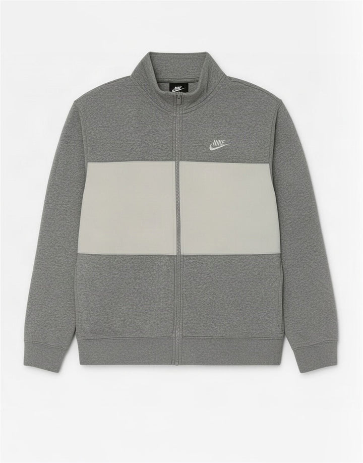 Nike Herren-Trainingsanzugoberjacke aus mittelgrauer Colourblock-Baumwolle