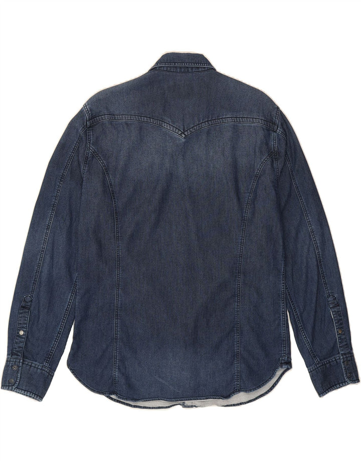 KHUJO Mens Shirt XL Navy Blue Cotton Vintage KHUJO and Second-Hand KHUJO from Messina Hembry 