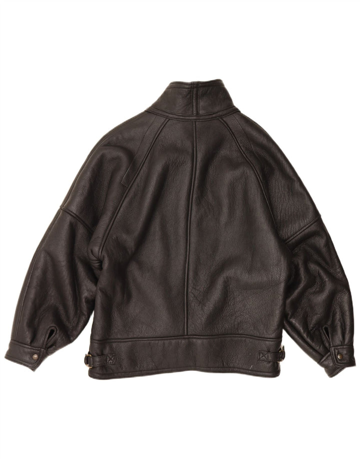 Vintage Herren Shearling Jacke IT 54 2XL Schwarz Shearling