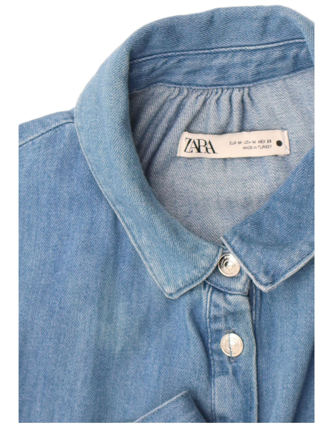 Zara Damen Langarm-Jeanskleid UK 12 Mittelblau