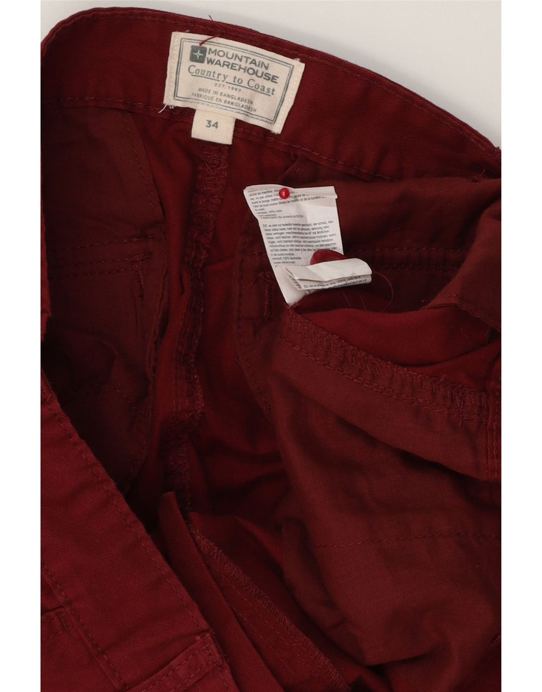 MOUNTAIN WAREHOUSE Herren Cargoshorts W34 Große Burgunderrote Baumwolle