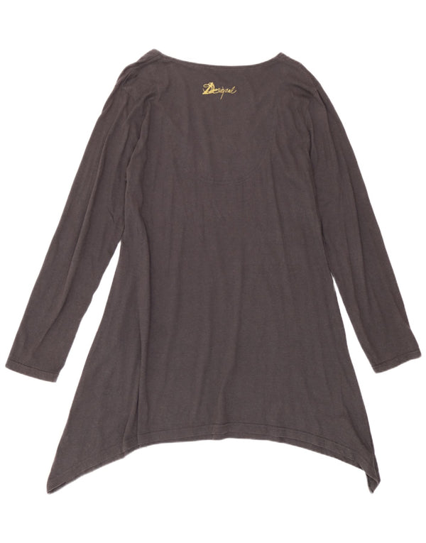 Desigual Womens Asymmetric Tunic Top UK 20 2XL Grey Floral