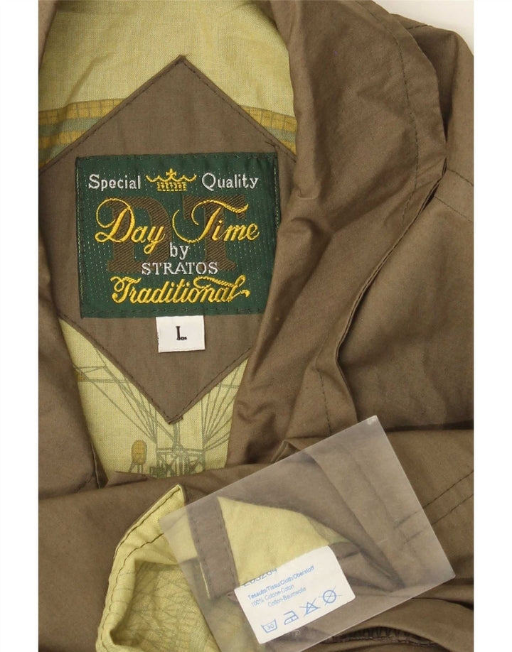 Stratos Herrenmantel UK 40 Large Khaki Baumwolle