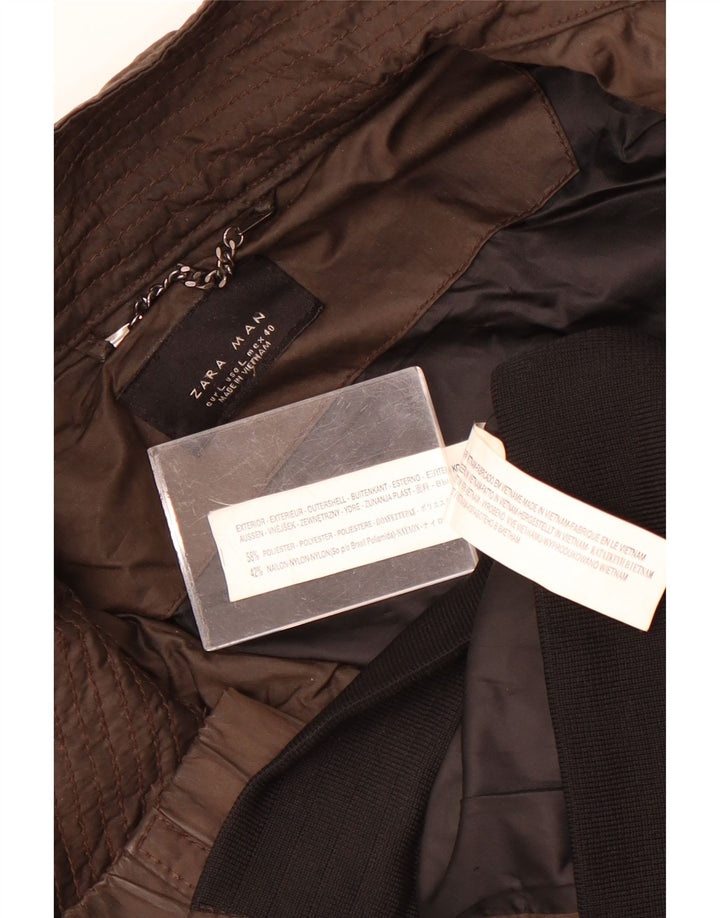 Zara Herren Bomberjacke UK 40 Large Braun Polyester