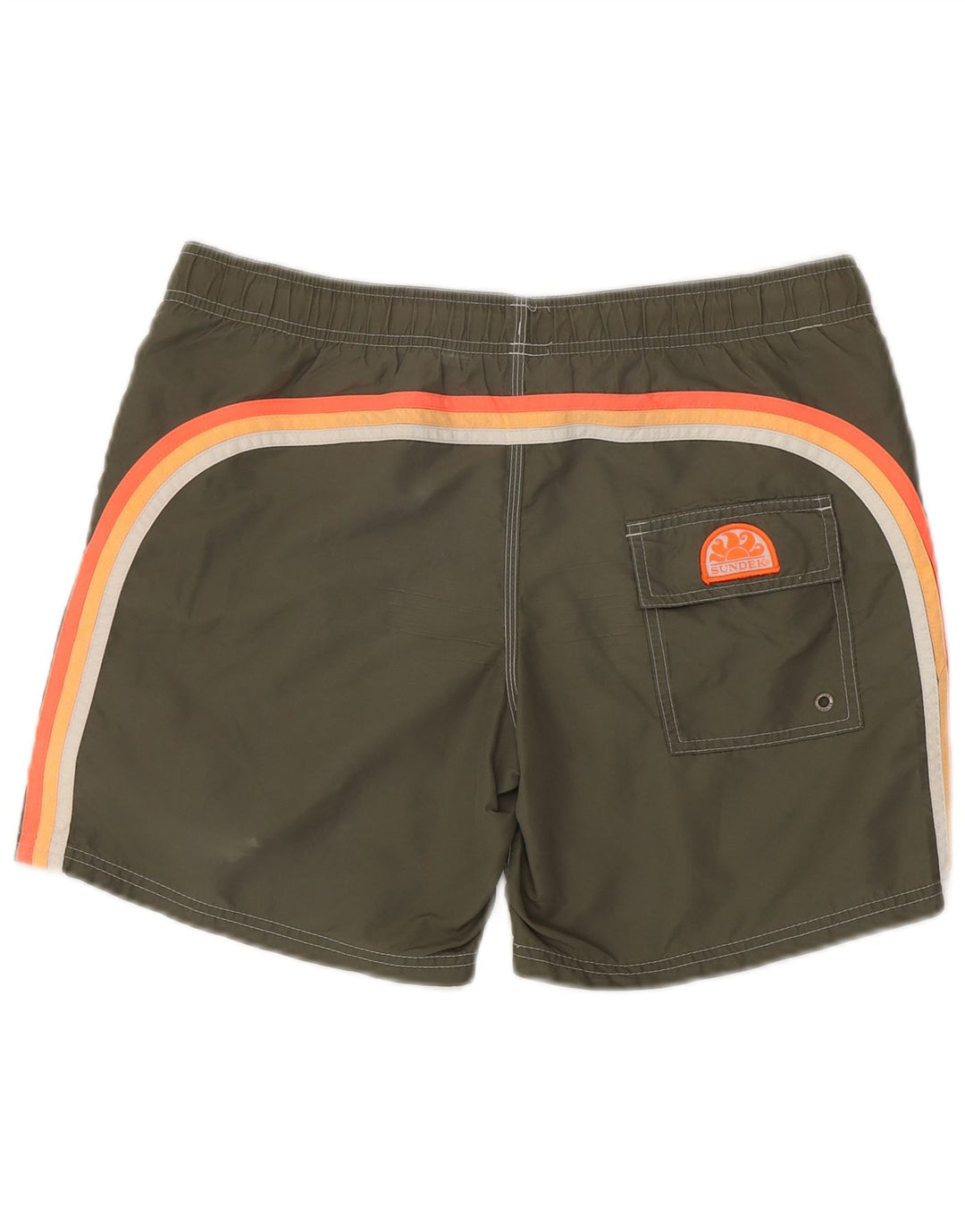 Sundek Herren-Badeshorts, klein, Khaki, Colourblock-Nylon
