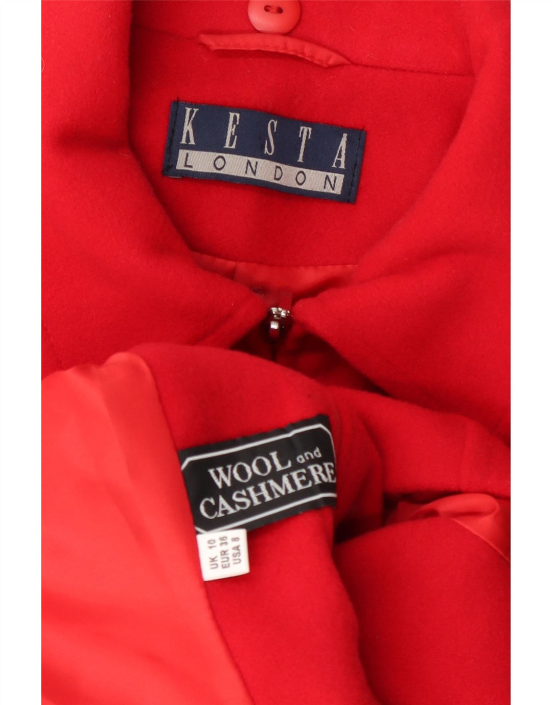 Kesta London Damen-Blazerjacke mit durchgehendem Reißverschluss, UK 10, kleine rote Wolle