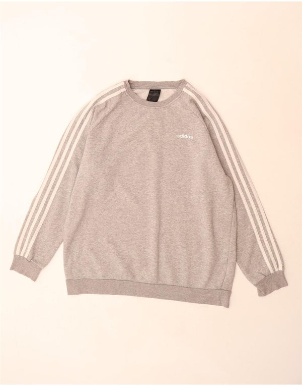 Adidas Damen Übergroßer Sweatshirt-Pullover UK 12/14 Mittelgraue Baumwolle