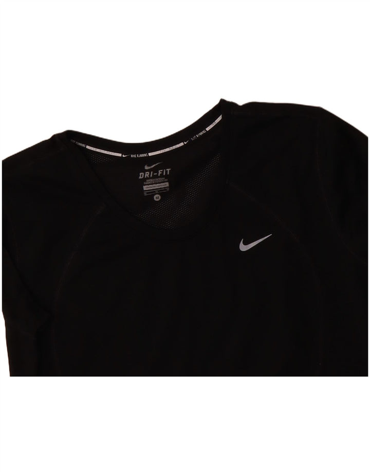NIKE Womens Dri Fit T-Shirt Top UK 12 Medium Black