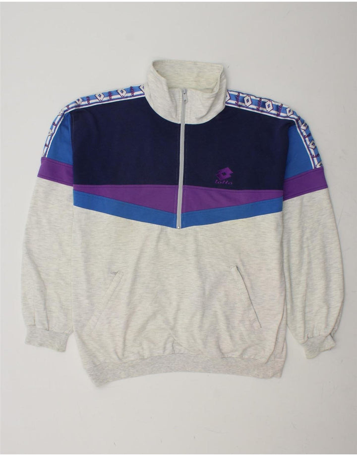LOTTO Herren-Sweatshirt mit grafischem Reißverschluss, Größe L, Grau, Farbblock