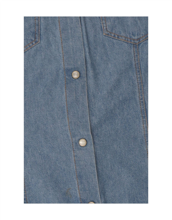 Und ärmelloses Damen-Jeanshemd IT 46 Large aus blauer Baumwolle