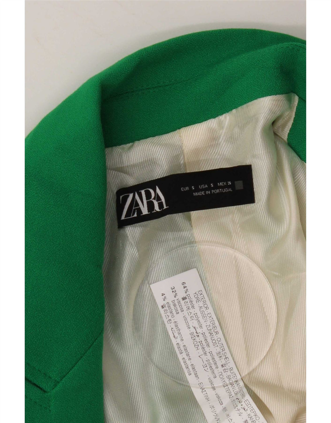 Zweireihiger Blazer für Damen von Zara, Gr. 10, Größe S, Grün, Polyester