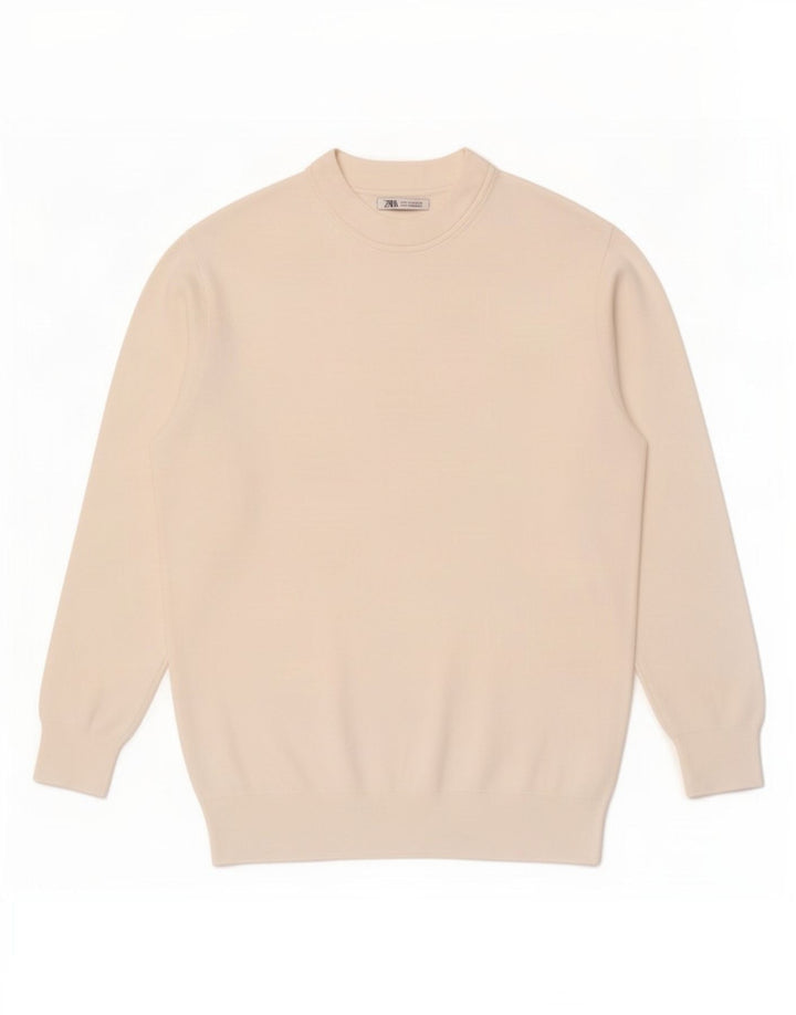 Zara Herren-Pullover mit Rundhalsausschnitt, mittelweiße Viskose