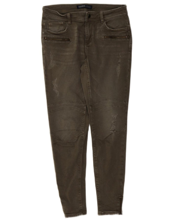 Zara Damen Distressed Skinny Jeans EU 38 Small W28 L27 Grüne Baumwolle