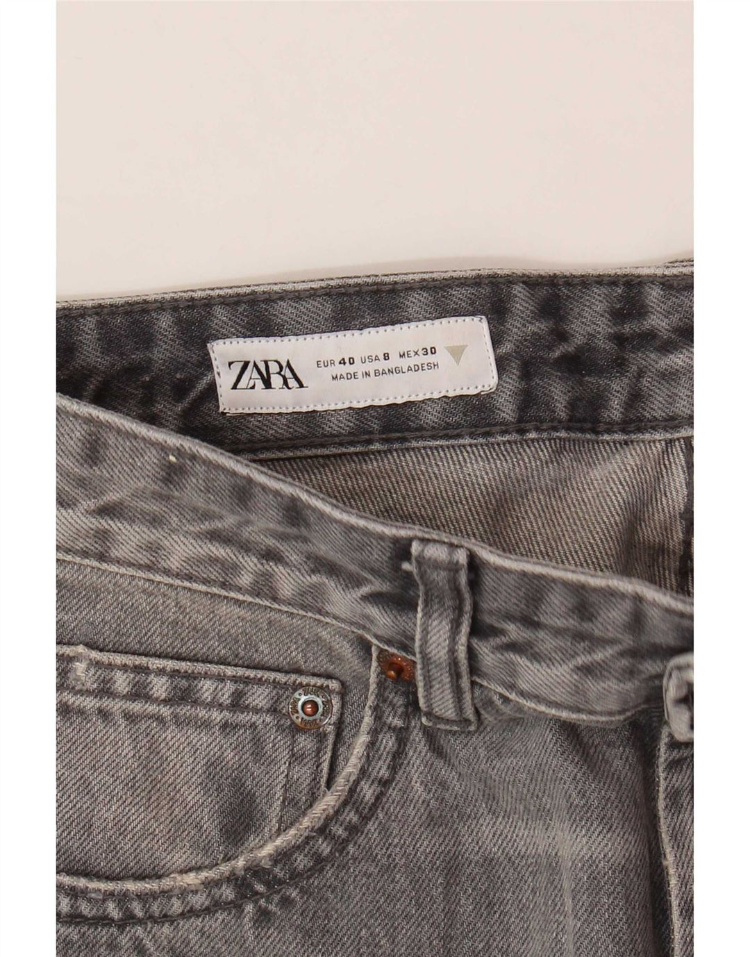 Zara Damen Straight Jeans EU 40 Medium W30 L29 Grau