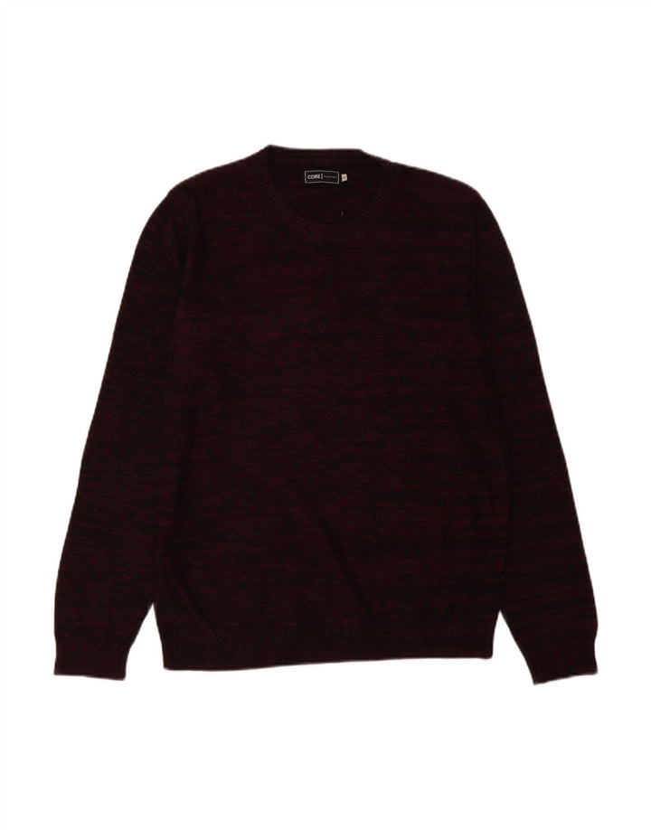 JACK & JONES Mens Core Crew Neck Jumper Sweater Large Burgundy Flecked