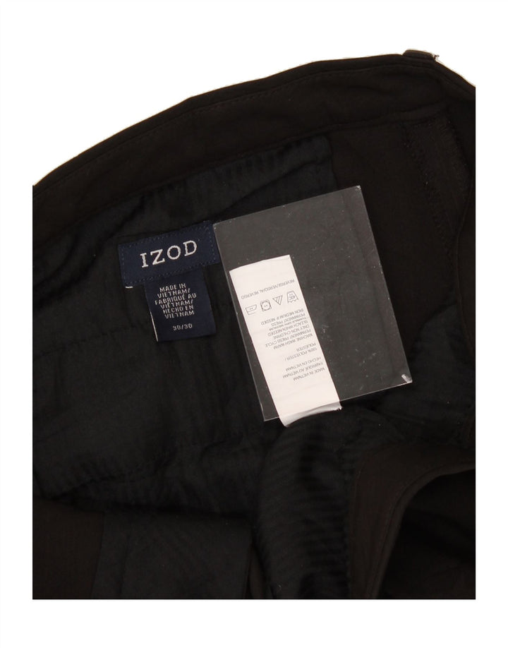IZOD Mens Straight Chino Trousers W30 L30 Black Polyester Vintage Izod and Second-Hand Izod from Messina Hembry 