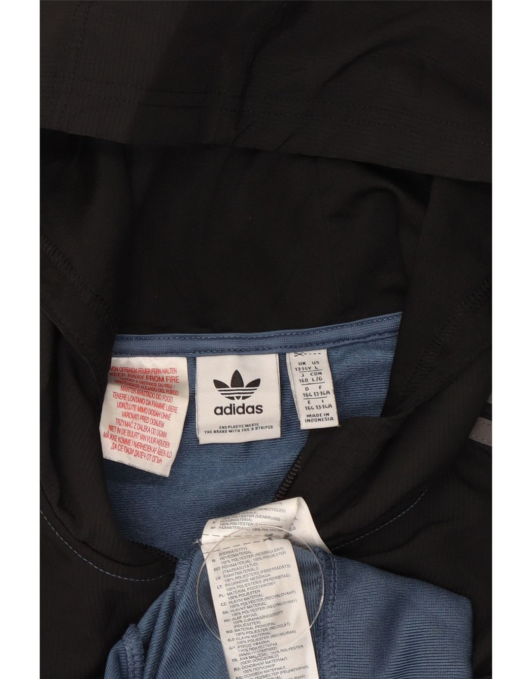 Adidas Jungen-Trainingsanzug-Top-Jacke, 13–14 Jahre, blaues Colourblock-Polyester