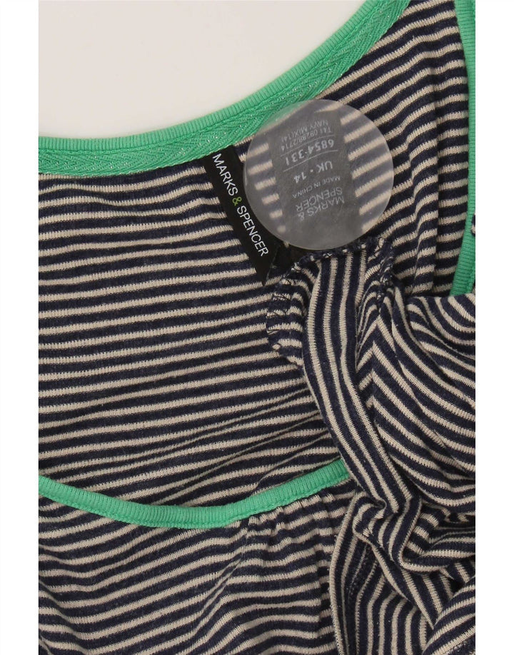Marks & Spencer Damen-Top, 3/4-Ärmel, UK-Größe 44, mittelgroß, marineblau, Nadelstreifen