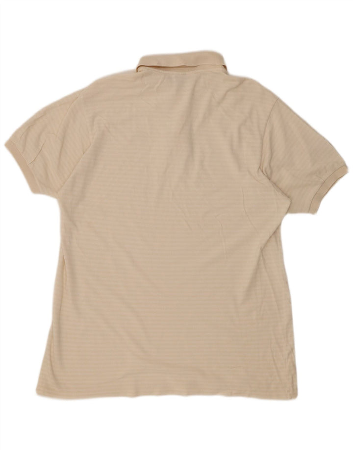 LACOSTE Herren-Poloshirt, Größe 7 2XL, cremefarbene, gestreifte Baumwolle