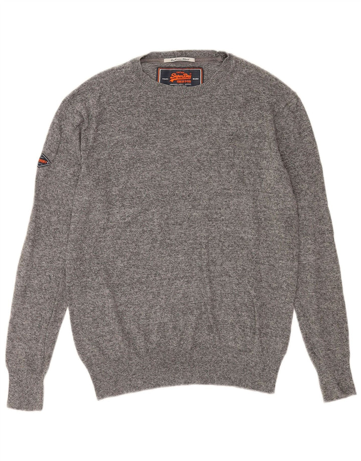 Superdry Herren-Pullover mit U-Boot-Ausschnitt aus mittelgrauer Baumwolle