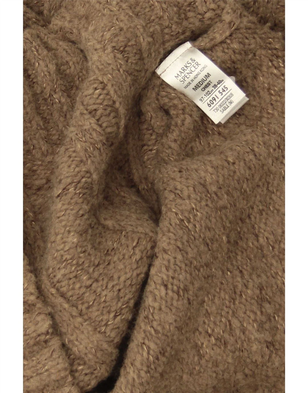 Marks & Spencer Herren-Pullover mit Reißverschluss am Hals, mittelbraunes Acryl